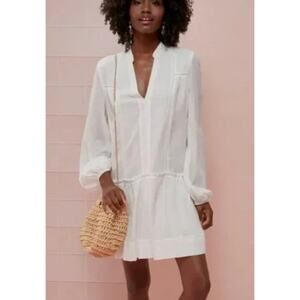 Pomander Place Ophelia Dropwaist Coverup Cotton White Vacation Dress Small
